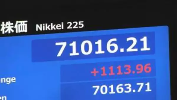 【速報】日経平均株価 一時1400円超の上昇 初の7万1000円台