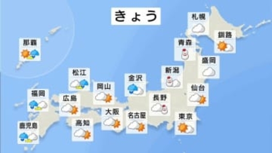 【きょうの天気】仕事始めは日本海側で雪・雨の範囲広がる　西日本太平洋側も傘の出番あり