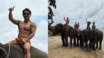 【 魔裟斗 】　タイ家族旅行で披露した肉体美に「リアルターザン」と大反響　象と触れ合う家族5人勢ぞろいショットも