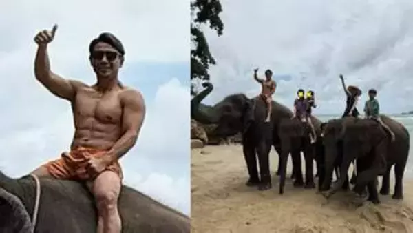 【 魔裟斗 】　タイ家族旅行で披露した肉体美に「リアルターザン」と大反響　象と触れ合う家族5人勢ぞろいショットも
