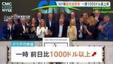 「ダウ平均一時1000ドル超急騰し2営業日連続で史上最高値　東京市場でも幅広い銘柄に買い注文、一時2200円超の値上がり」の画像1