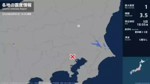栃木県で最大震度1の地震　栃木県・宇都宮市