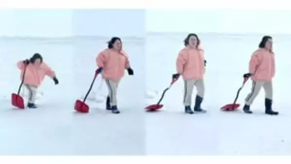 【 バービー 】 「雪かきに向かうだけなのに人類の進化みたいになっちゃうのなぁぜなぁぜ？」　雪かき姿が話題　「今年一番笑った」など反響続々