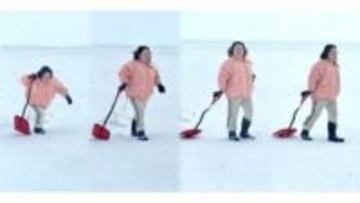 【 バービー 】 「雪かきに向かうだけなのに人類の進化みたいになっちゃうのなぁぜなぁぜ？」　雪かき姿が話題　「今年一番笑った」など反響続々