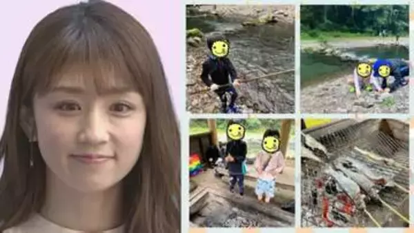 【 小倉優子 】　子どもたちと秋川渓谷でニジマス釣りを満喫　リアルな子育て姿に北斗晶も絶賛「いいお母さんだ〜」