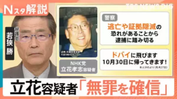 「逃亡や証拠隠滅の恐れがある」NHK党・立花孝志容疑者を元兵庫県議への名誉毀損疑いで逮捕　立花容疑者は「無罪を確信」【Nスタ解説】