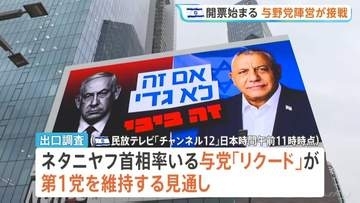 イスラエル総選挙開票開始 出口調査で与野党が接戦 ネタニヤフ氏率いる与党が第1党維持も過半数割れの可能性　政権の行方は連立協議へ