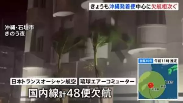 【台風30号】空の便の欠航相次ぐ　宮古・石垣の発着便を中心に台湾方面の国際線にも影響　最新情報に注意