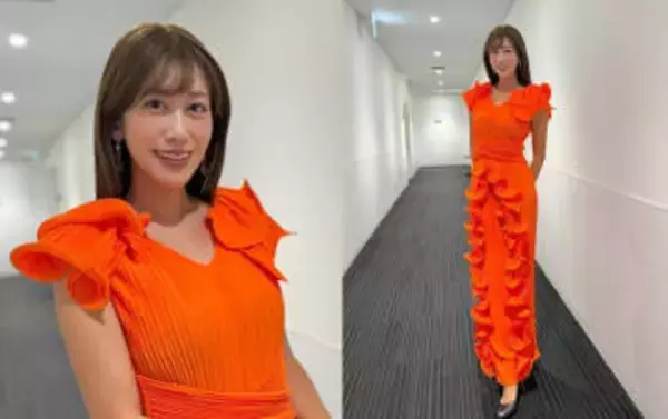 【 中川安奈 】 「MCをつとめさせていただきました❤」　オレンジ衣装のオフショット公開　「贅沢なひとときをありがとうございました」