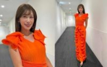 【 中川安奈 】 「MCをつとめさせていただきました❤」　オレンジ衣装のオフショット公開　「贅沢なひとときをありがとうございました」