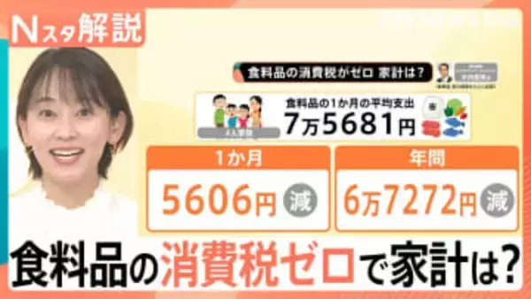 食料品「消費税ゼロ」4人家族で年間6万7272円減の試算、迫る選挙と「5兆円の減収」という厳しい現実【Nスタ解説】