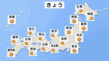 【2日 きょうの天気】各地で行楽日和に　関東～西の各地で25℃以上の夏日予想 太平洋側を中心に30℃に迫る所も　北日本では暴風による交通障害などに警戒