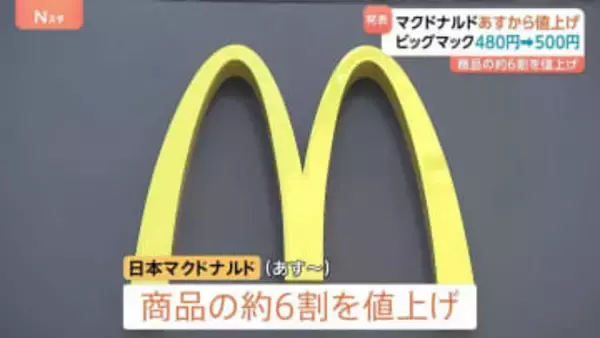 マクドナルドが約6割の商品を値上げへ　ビッグマック480円⇒500円に