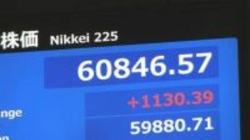 【速報】日経平均株価 一時1100円超の上昇　再び6万円台をつけ取引時間中の最高値更新