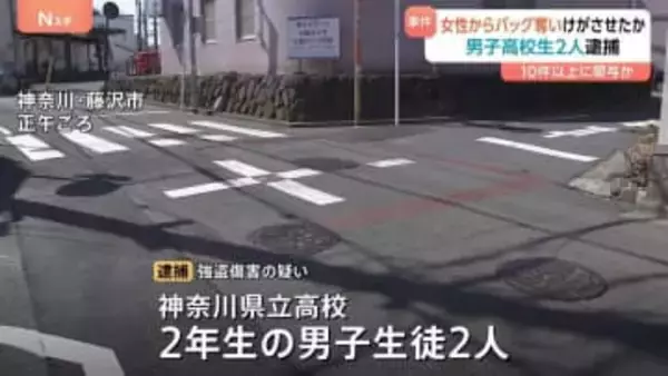 「手っ取り早く現金が手に入ると…」中高年の女性狙ってひったくり繰り返したか　神奈川県立高校2年の男子生徒2人を逮捕 高齢女性からバッグ奪い重傷負わせた疑い