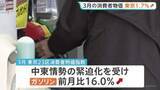 「【速報】東京23区3月の消費者物価は前年同月比1.7％上昇　中東情勢緊迫化の影響でガソリンは前月比16.0％上昇」の画像1