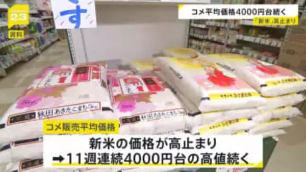 コメ平均価格4260円　新米価格の高止まり背景に11週連続4000円台続く
