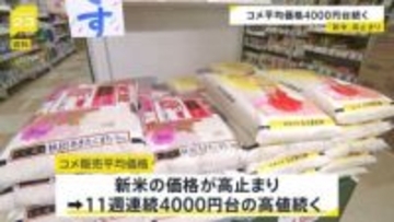 コメ平均価格4260円　新米価格の高止まり背景に11週連続4000円台続く