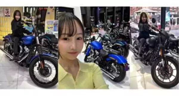 【 丸りおな 】　バイク女子　「念願のハーレー見に行ってきました」「かっこ良すぎて全部よく見える」　先日・大型二輪の免許を取得
