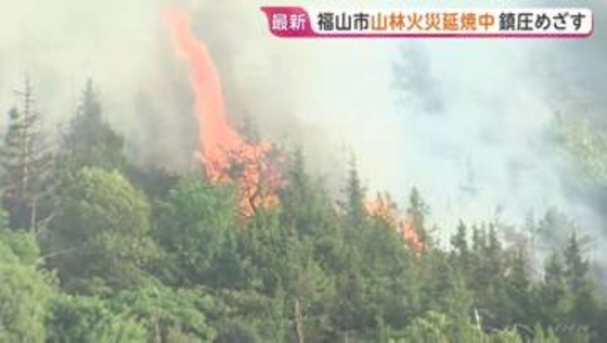 延焼続く広島・福山市の山火事 「きょう中の鎮圧目指す」と消防　住宅への延焼おそれは“小さい”
