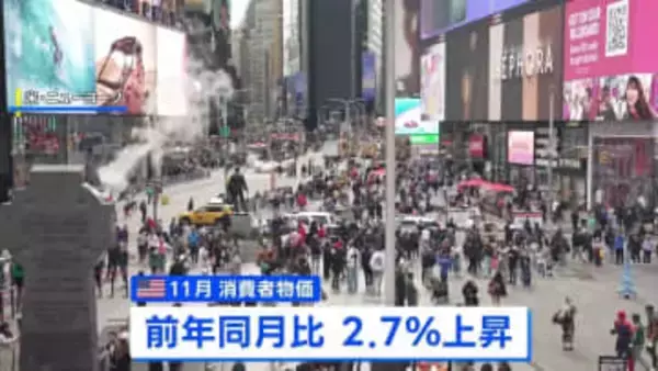 アメリカ11月の消費者物価 2.7％上昇　市場の予想下回る