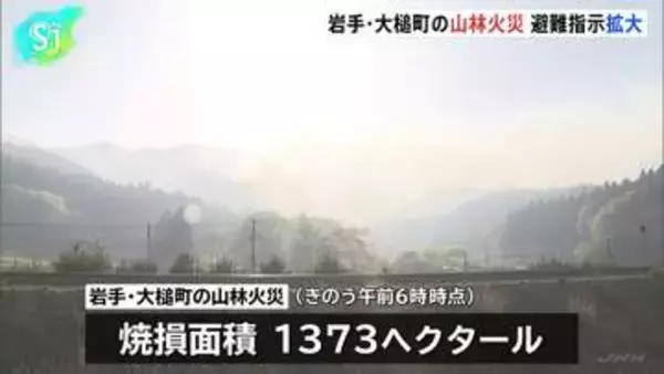 岩手・大槌町の山林火災、避難指示の対象地区を拡大