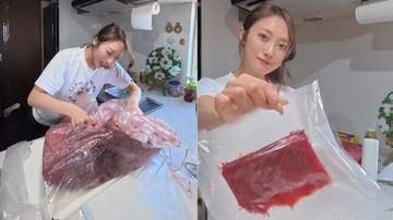【 片原恵麻 】巨大なクロマグロ〝おすそ分けを柵に〟　見事な捌きにフォロワー〝躊躇ない包丁かっこいい〟〝どんな徳を積んだらこんな量のマグロを〟