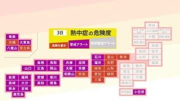【熱中症警戒アラート】25都府県に発表 熱中症の危険性が極めて高くなる危険な暑さを予想(8月3日5時)