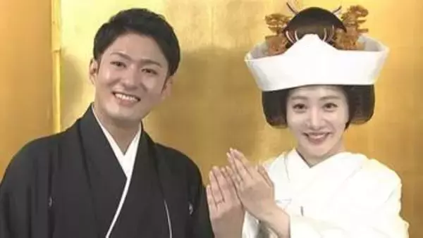 【 中村橋之助＆能條愛未 】結婚披露宴に先駆け　愛未さん「お父さんみたいに優しく包んでくれるので橋之助さんと結婚して良かった」囲み取材に応じる