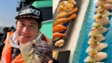 【 川﨑麻世 】　夫婦で釣ったカワハギで豪華な寿司作り　肝を乗せ「最高に美味しくて2人でうま〜と声が揃って思わず笑ってしまいました」