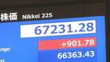 「【速報】日経平均 史上初の6万7000円突破 一時900円以上値上がり　半導体関連株などがけん引も過熱感」の画像1