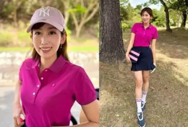 【 中川安奈 】　ゴルフウエア姿を披露　「ポロシャツと靴下のスマイルくんがポイント♥」　ファン反響　「かわいく似合ってます！」