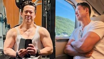 【 西川忠志 】　新幹線で〝たくましい上腕二頭筋〟ショット披露　ベンチプレス90kg持ち上げる肉体美に驚きの声　「筋肉すごい」「カッコいい」