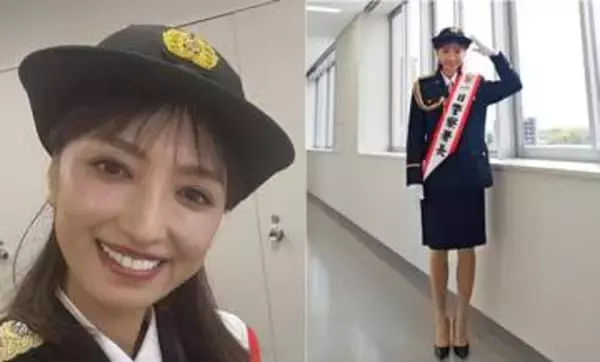 【 望月理恵 】 「一日警察署長を務めさせて頂きました！」　オフショットにファン反響　「美人すぎる警察署長さん」「美脚すぎる」