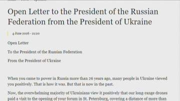 ゼレンスキー大統領がプーチン大統領に公開書簡　首脳レベルでの和平交渉呼びかけ