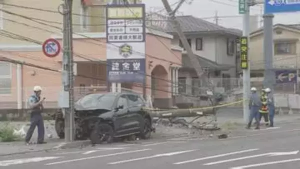 乗用車衝突　電柱根元から折れる　運転手の男性（20代）意識不明の重体　栃木・宇都宮市