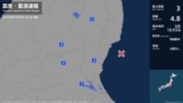 福島県、茨城県、栃木県で最大震度3の地震
