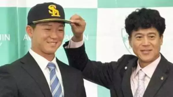 ソフトバンクのドラ1・鈴木泰成「ホークスを代表するような選手に」くじ引き当てた城島健司CBO「さすが大学No.1」
