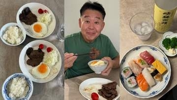 【 花田虎上 】 妻の免許更新で娘たちを送迎　「朝からお肉 しかも牛タンです」　朝食の“牛タン定食”完食＆夜は自宅で寿司を堪能