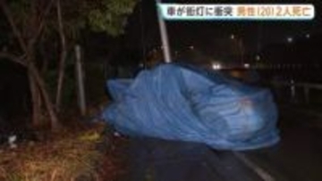 乗用車が街灯に衝突し大破 20歳男性2人死亡　大分市