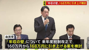 【速報】“年収の壁”168万円への引き上げ案を自民党が検討　「基礎控除」「給与所得控除の最低額」を物価上昇率に合わせ　案をもとに国民民主などとも協議へ