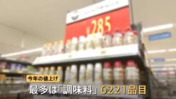 今年の値上げ「調味料」が分野別最多　円安の影響もあり前年比3倍以上に　ラッシュ小休止の見通しも予断許さず
