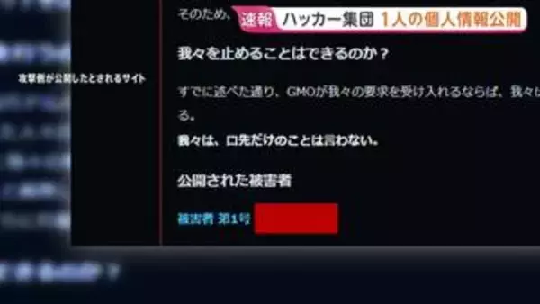 GMOサイバー攻撃　ハッカー集団が1人の個人情報を公開「交渉に応じなかったため」新たな声明発表 “毎日正午に公開していく”