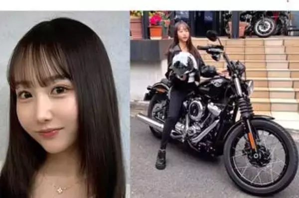 【 丸りおな 】　バイク女子　「ハーレー納車しました♥」「2026年モデルのStreet Bob」　愛車と笑顔ショット　「かっこよすぎて嬉しい」