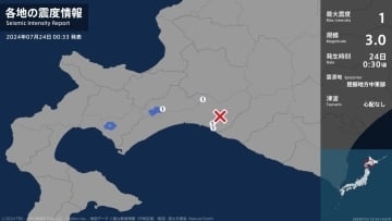 北海道で最大震度1の地震　北海道・千歳市、厚真町、安平町、むかわ町