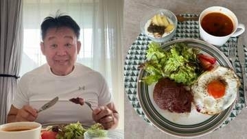 【 花田虎上 】　朝からステーキ＆目玉焼きの豪快朝食を披露「昨日の疲れは肉でパワーチャージです」ボリューム満点の朝食ブログに反響