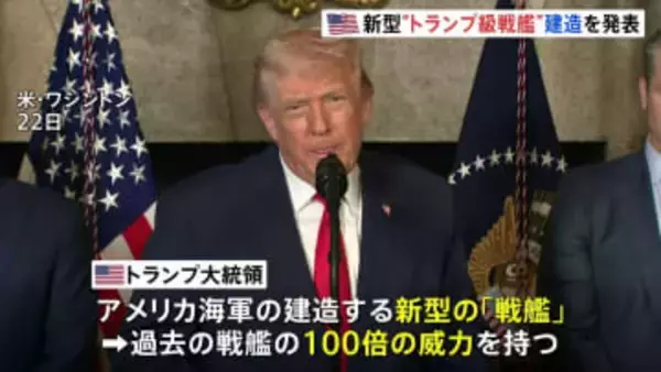 新型“トランプ級戦艦”建造を発表　トランプ大統領「過去の戦艦の100倍の威力を持つ」と主張　最終的には20隻以上に