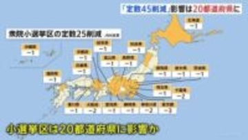 「議員定数45削減」の場合　東京3減・大阪など2減で計20の都道府県に影響の可能性　2020年国勢調査に基づきJNNが「アダムズ方式」で試算　1票の格差拡大のおそれも