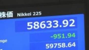日経平均株価 一時900円超下落　史上初6万円到達も失速