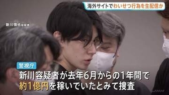 “世界最大級の海外アダルトサイト”でわいせつ行為をライブ配信か　公然わいせつ疑いで出演の男女3人逮捕　約1億円売り上げか　警視庁